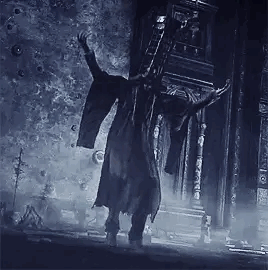 a gif of Micolash from Bloodborne